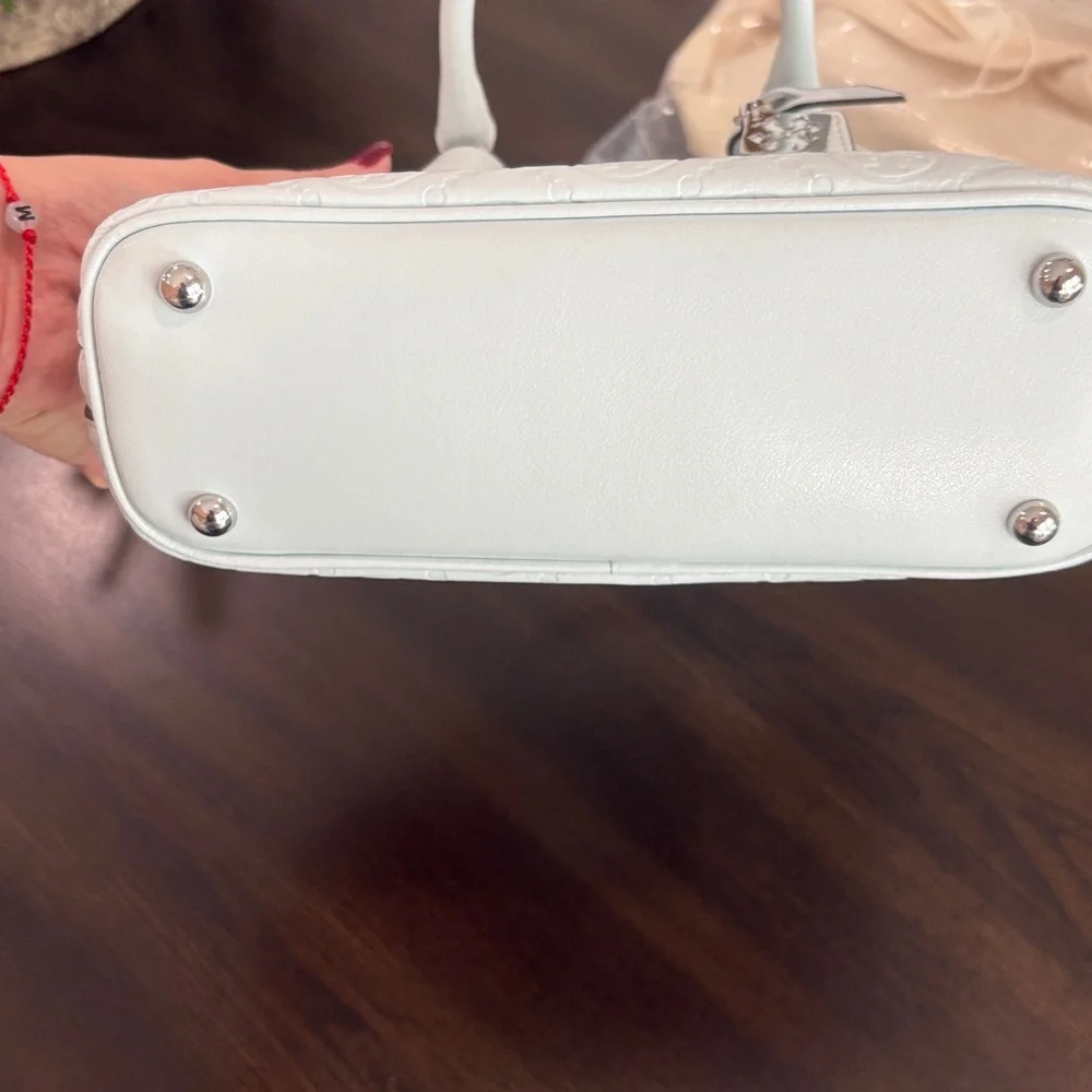 Tory Burch Pale Blue Embossed Leather Satchel - Picture 7 of 7